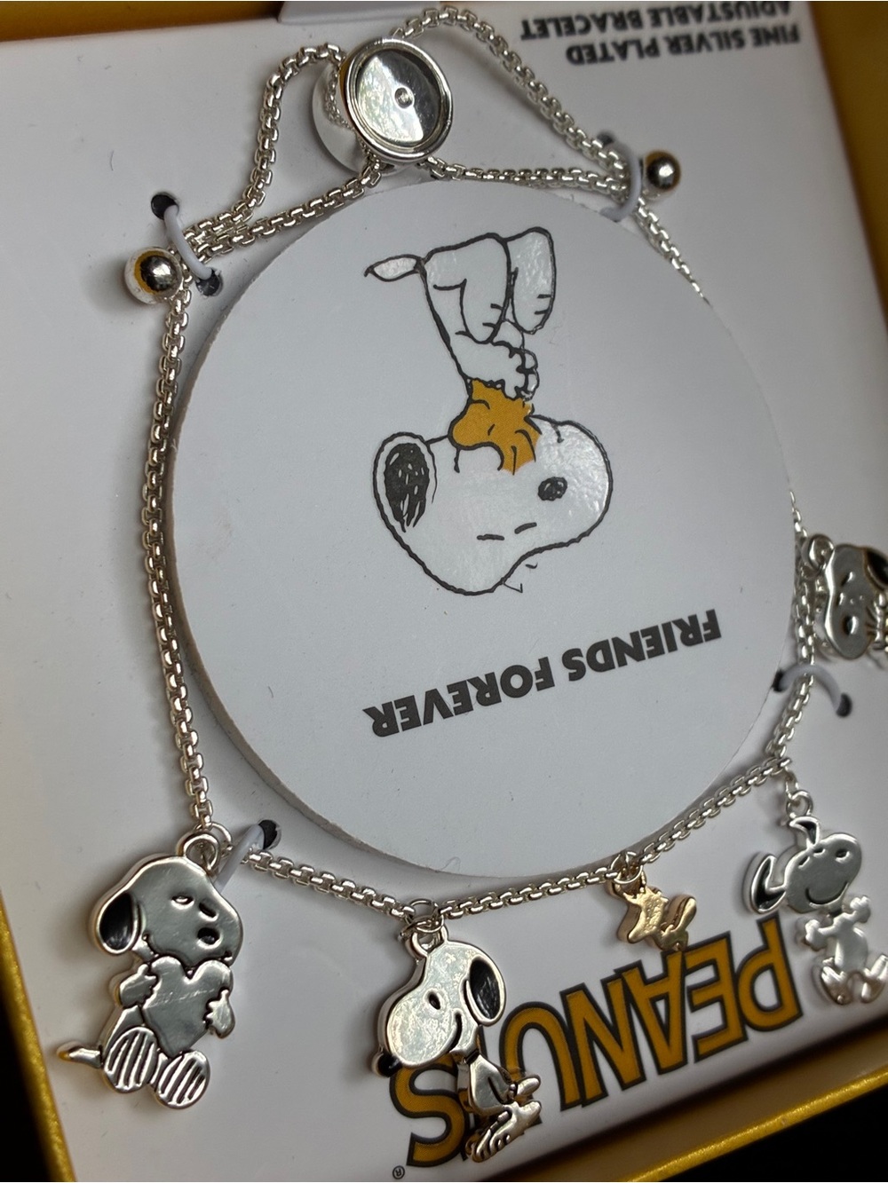 Peanuts Silver Snoopy Charm Bracelet - Silver Plated adjustable - Picture 2 of 9